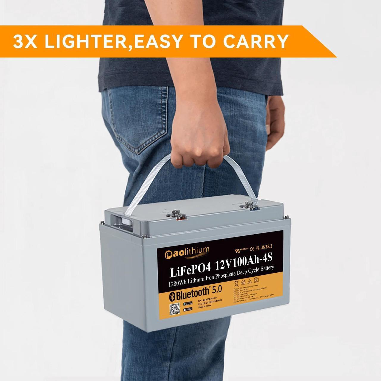 Alt view image 4 of 7 - 12V 100Ah LiFePO4 Deep Cycle Lithium Battery for RV Solar System Marine