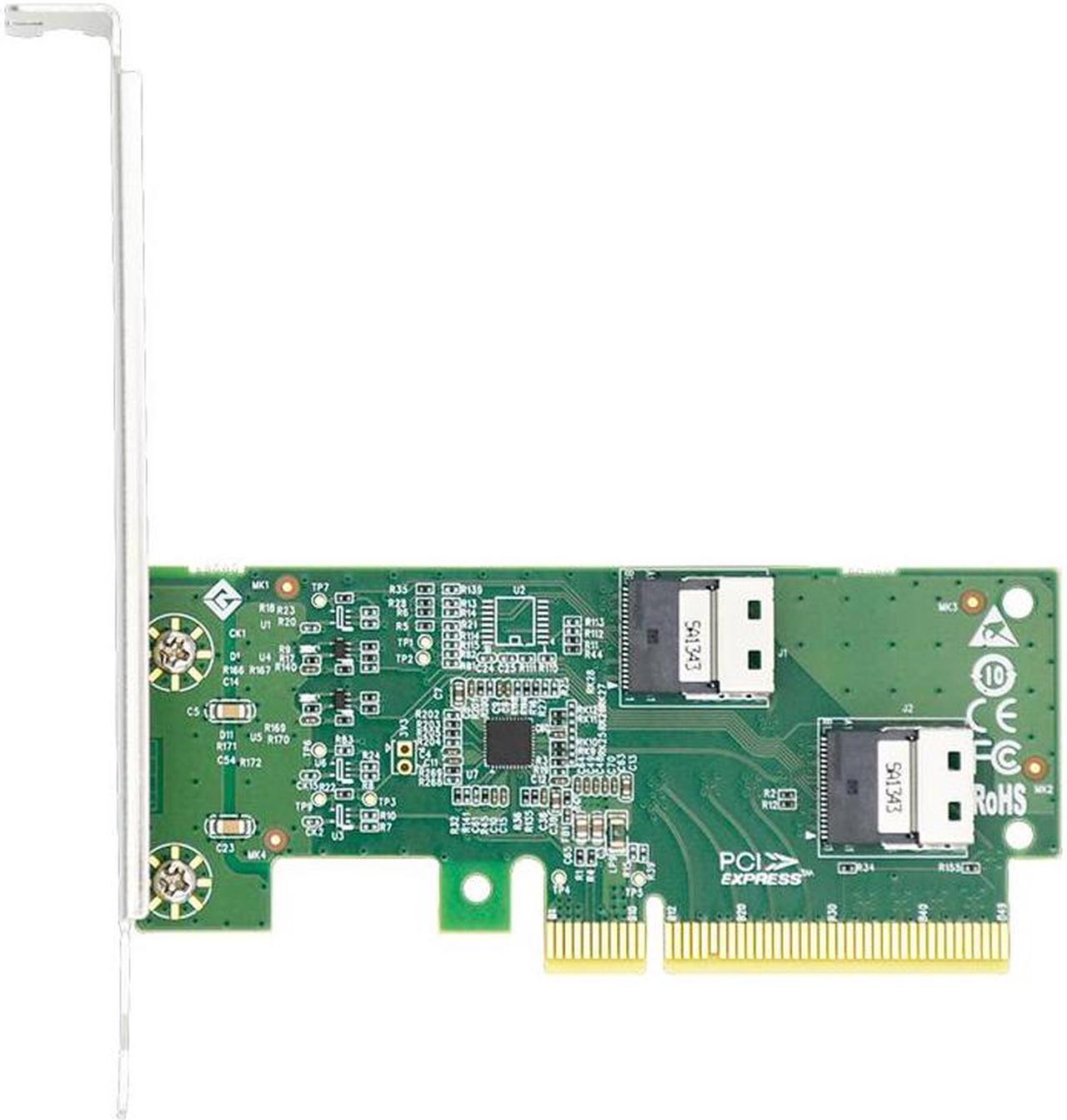 shinreal PCI Express 4.0 x8 to Two SlimSAS SFF-8654 4i Adapter