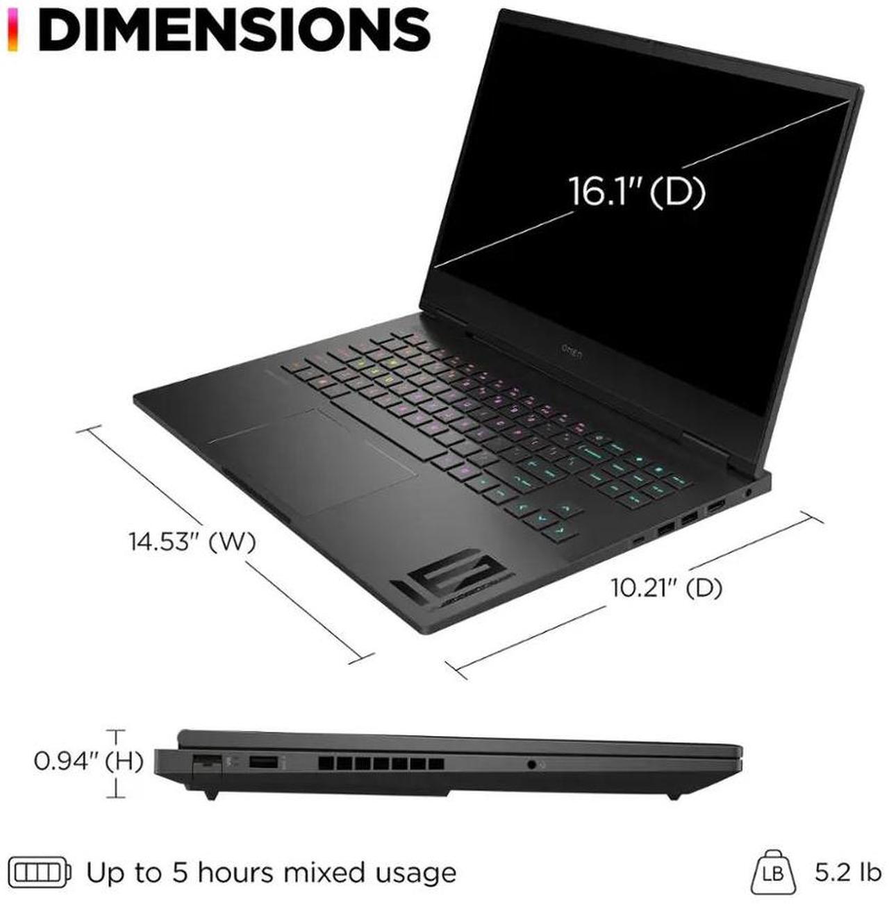 Alt view image 5 of 7 - HP OMEN 16.1" IPS 165Hz Full HD Gaming Intel Core i7-13620H NVIDIA GeForce RTX 4060 GDDR6 16GB DDR5 RAM 512GB SSD RGB Backlit KB Wi-Fi 6E HDMI G-SYNC Windows 11 Home Black