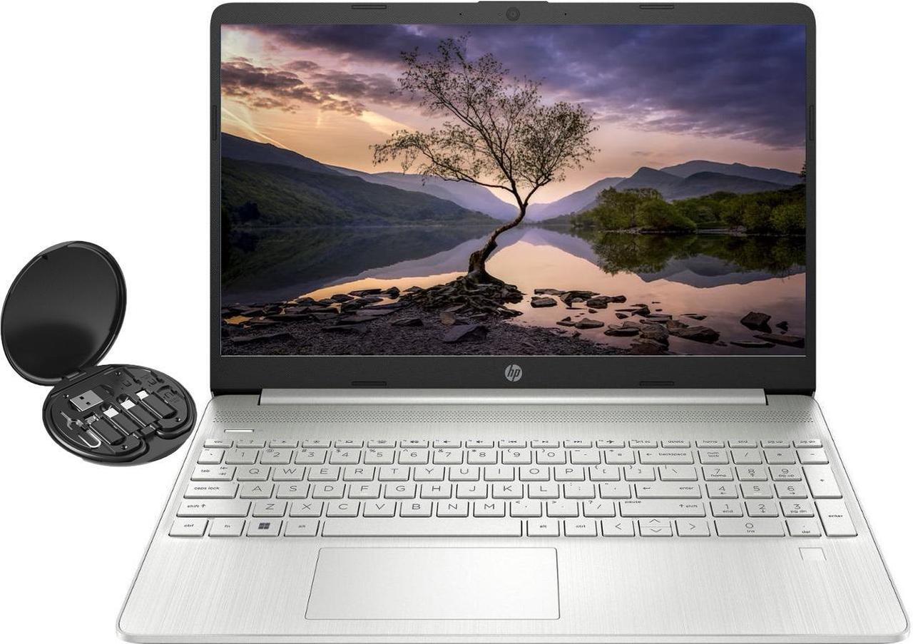 HP 15.6" LED HD Laptop AMD Radeon AMD Ryzen 3 5300U 4-core 3.8GHz 32GB DDR4 RAM 1TB SSD HDMI USB-A USB-C Wi-Fi Bluetooth 720p Webcam Windows 11 Pro Silver | Bundled with Cable Storage