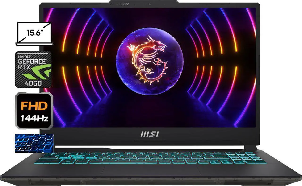 Main image of MSI Cyborg Gaming 15.6" Full HD 144hz IPS NVIDIA GeForce RTX 4060 Intel core i7-12650H 32GB DDR5 RAM 1TB SSD HDMI 2.1 USB-C 3.1 Wi-Fi 6 Windows 11 Home Black | Bundled with HB Accessories Kit