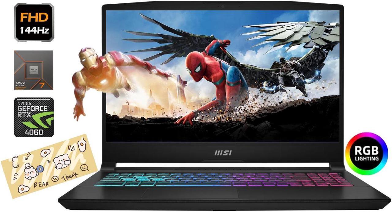Main image of MSI Katana A15 15.6" 144Hz FHD Gaming NVIDIA GeForce RTX 4060 AMD Ryzen 7-8845HS (Beats i9-13900H) 64GB DDR5 RAM 1TB SSD 4-Zone RGB Backlit KB WiFi 6E Bluetooth 5.3 Windows 11 Home | Large-MousePad