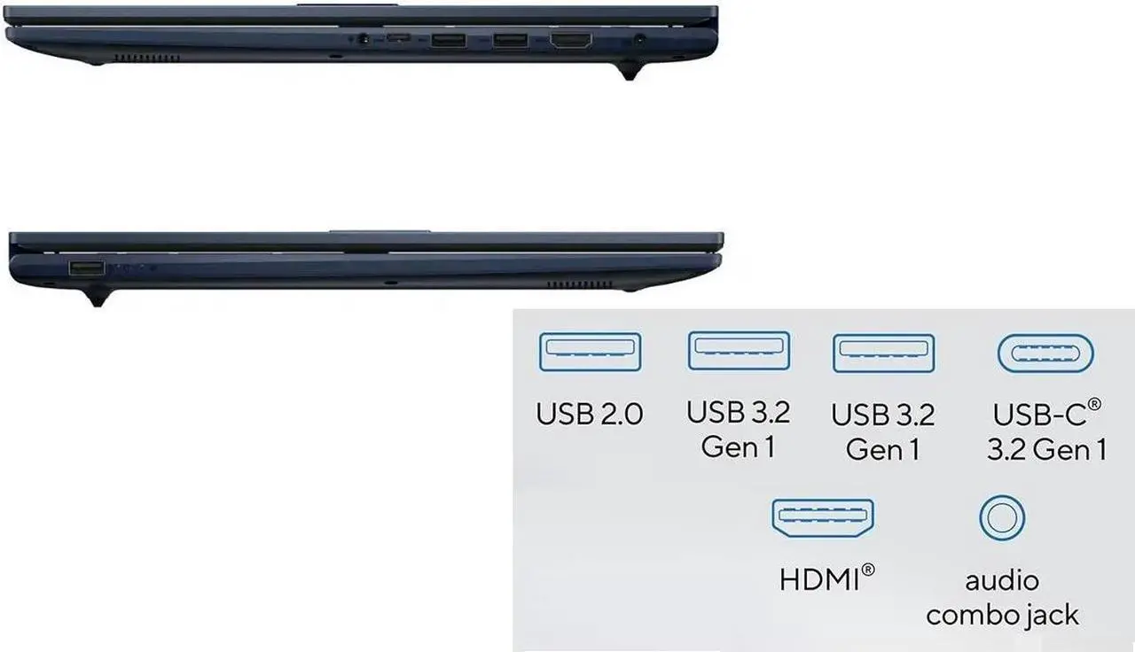Alt view image 5 of 7 - ASUS Vivobook 17" LED IPS Full HD Laptop Intel Core i3-1215U Intel UHD Graphics 8GB RAM 512GB SSD HDMI 1.4 USB-C 3.2 Wi-Fi 6E Bluetooth Webcam Teams For Business & Student Windows 11 Pro Blue