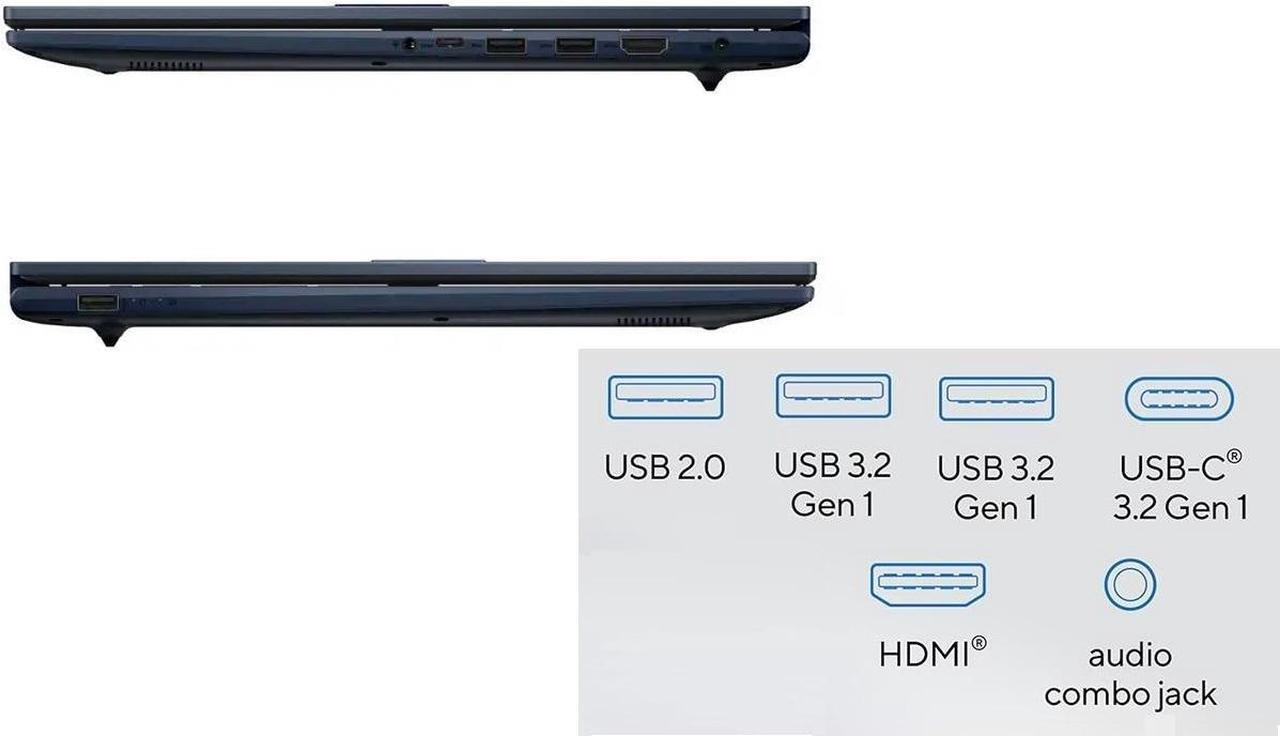 Alt view image 5 of 7 - ASUS Vivobook 17" LED IPS Full HD Laptop Intel Core i3-1215U Intel UHD Graphics 24GB RAM 512GB SSD HDMI 1.4 USB-C 3.2 Wi-Fi 6E Bluetooth Webcam Teams For Business & Student Windows 11 Home Blue