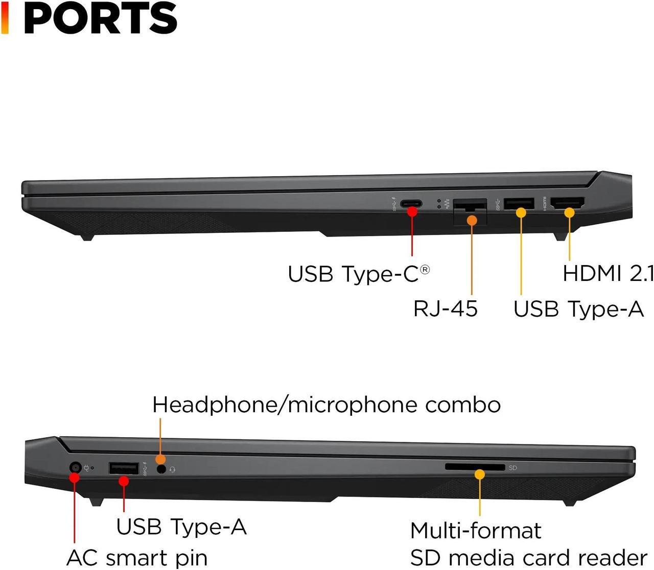 Alt view image 3 of 7 - HP Victus Gaming 15.6" 144Hz FHD AMD Ryzen 5-7535HS (Beats i7-13620H) AMD Radeon RX 6550M (Beats GeForce RTX 4050) 64GB DDR5 RAM 1TB SSD HDMI 2.1 USB-C Backlit Wi-Fi 6 Bluetooth Windows 11 Pro