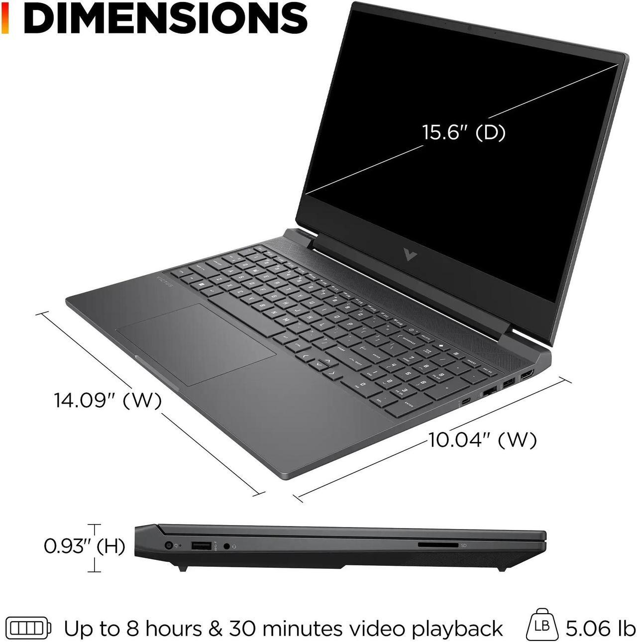 Alt view image 2 of 7 - HP Victus Gaming 15.6" 144Hz FHD AMD Ryzen 5-7535HS (Beats i7-13620H) AMD Radeon RX 6550M (Beats GeForce RTX 4050) 16GB DDR5 RAM 512GB SSD HDMI 2.1 USB-C Backlit Wi-Fi 6 Bluetooth Windows 11 Home