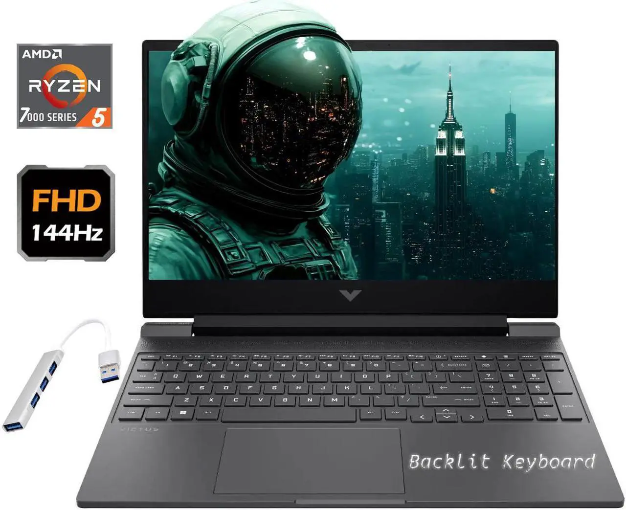 Main image of HP Victus Gaming 15.6" 144Hz FHD AMD Ryzen 5-7535HS (Beats i7-13620H) AMD Radeon RX 6550M (Beats GeForce RTX 4050) 8GB DDR5 RAM 512GB SSD HDMI 2.1 USB-C Backlit Wi-Fi 6 Bluetooth Windows 11 Home