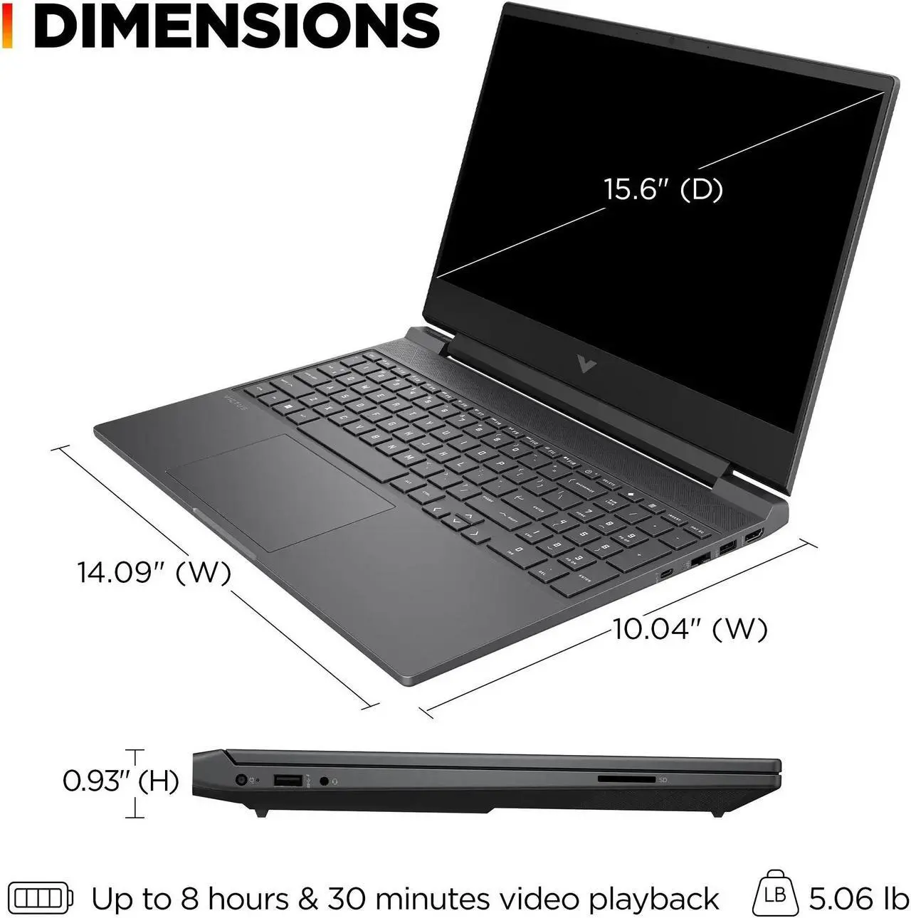 Alt view image 2 of 7 - HP Victus Gaming 15.6" 144Hz FHD AMD Ryzen 5-7535HS (Beats i7-13620H) AMD Radeon RX 6550M (Beats GeForce RTX 4050) 8GB DDR5 RAM 512GB SSD HDMI 2.1 USB-C Backlit Wi-Fi 6 Bluetooth Windows 11 Home