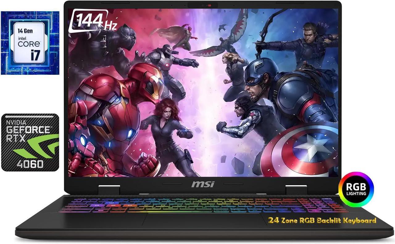 Main image of MSI Sword 16HX 16" 144Hz Gaming FHD+ NVIDIA GeForce RTX 4060 Intel Core i7-14650HX (Beats i9-13900HX) 16GB DDR5 RAM 1TB SSD 24-Zone RGB Backlit Wi-Fi 6E Bluetooth 5.3 Windows 11 Pro | Value Bundle