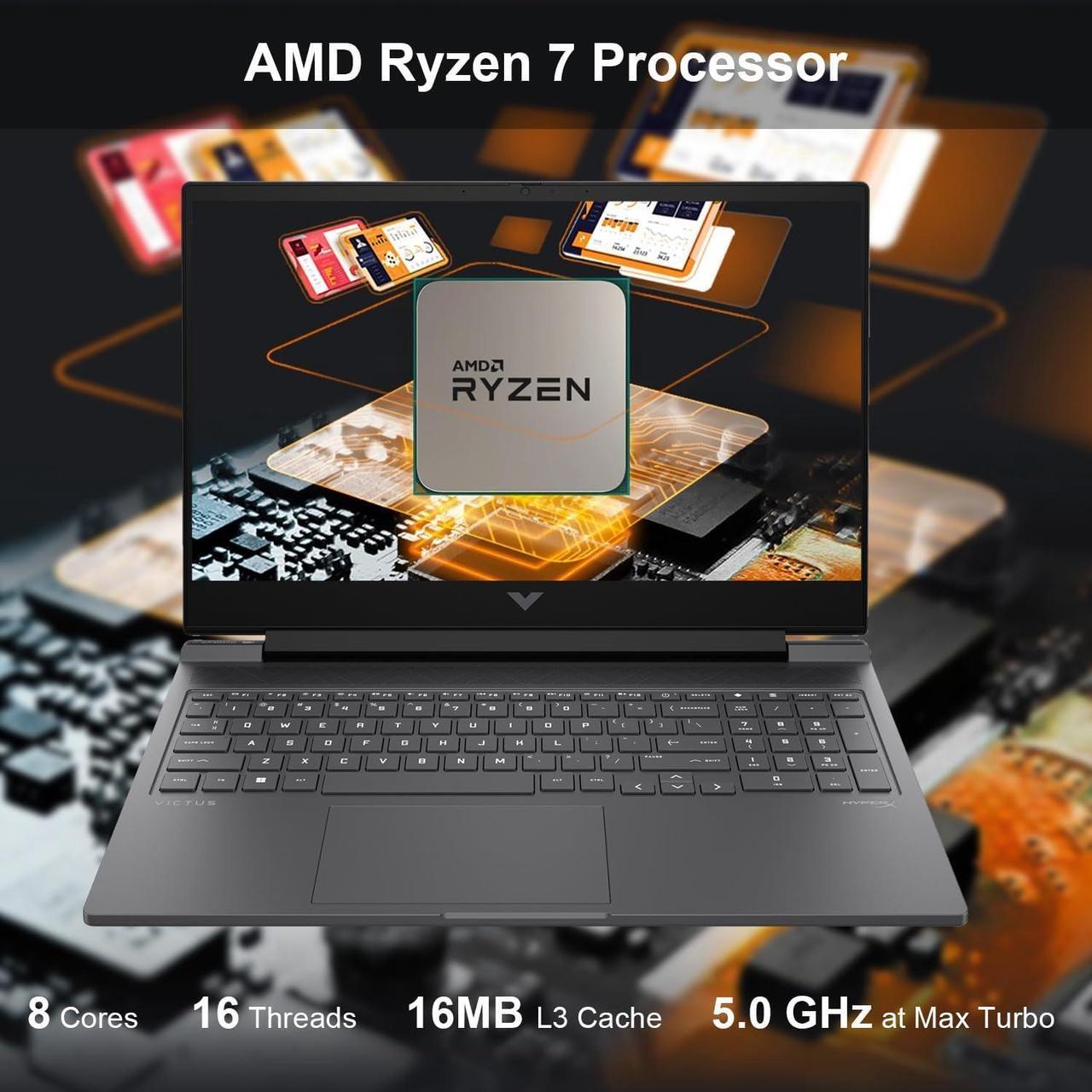 Alt view image 2 of 7 - HP Victus 16.1" FHD Gaming NVIDIA GeForce RTX 4070 GDDR6 AMD Ryzen 7-8845HS (Beats i9-13900HX) 32GB DDR5 RAM 1TB SSD Backlit HDMI 2.1 USB Type C Wi-Fi 6 Bluetooth Webcam Windows 11 Home Silver