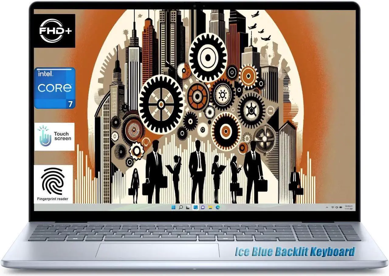 Main image of Dell Inspiron 16" FHD+ Touchscreen Business Intel core 7 150U (Beats i7-1355U) 32GB DDR5 RAM 1TB SSD Intel Graphics Wi-Fi 6E Bluetooth 5.3 HDMI USB-C 3.2 Backlit Fingerprint Windows 11 Pro Ice Blue
