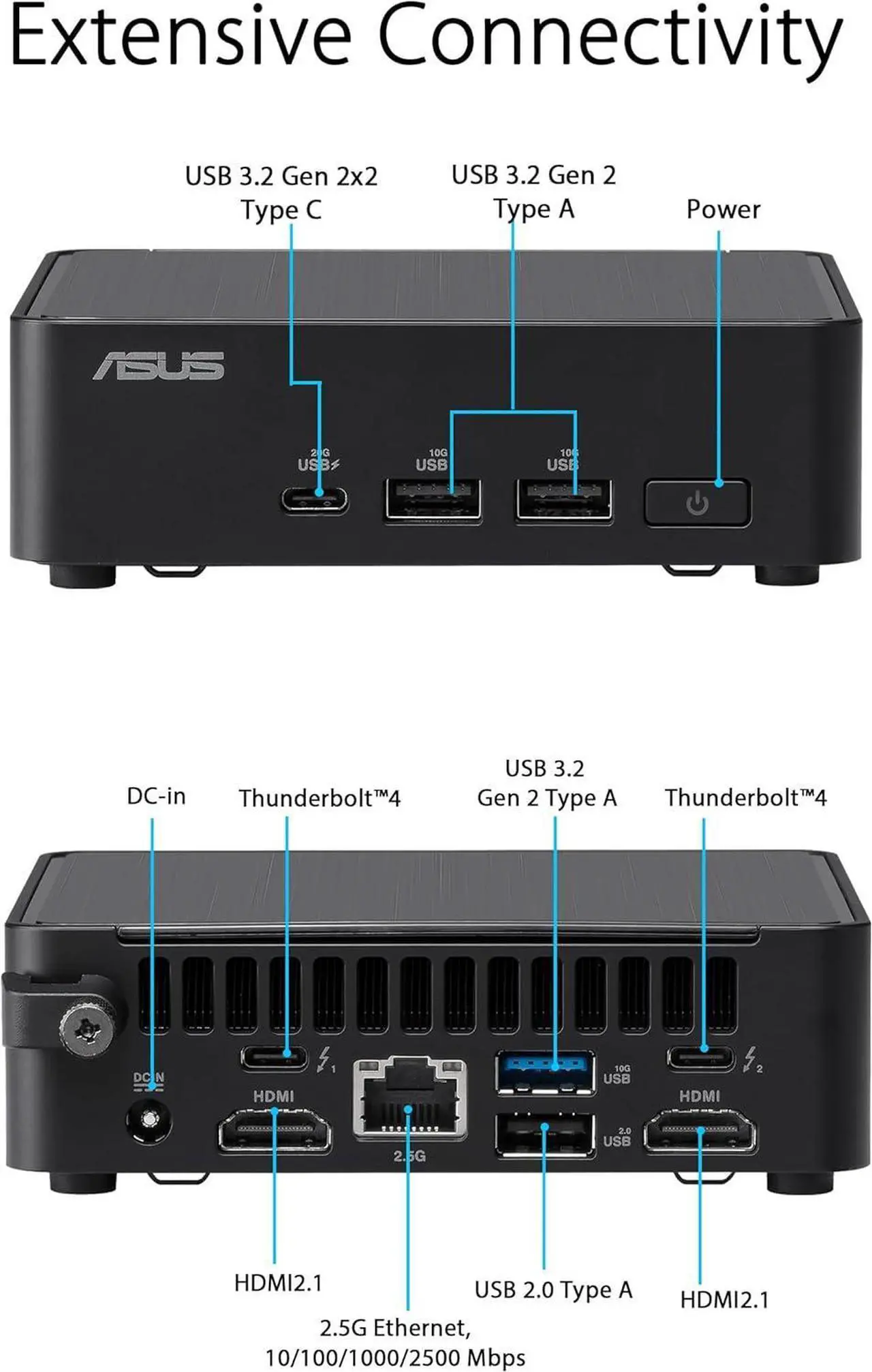 Alt view image 5 of 7 - ASUS NUC 14 Pro Slim Mini PC Intel Core Ultra 7 155H Intel Arc Graphics 32GB DDR5 RAM 512GB PCIe SSD Thunderbolt 4 Wi-Fi 6E  Bluetooth 5.3 Support 8K / 4K Quad Monitors Windows 11 Pro | VESA Mount