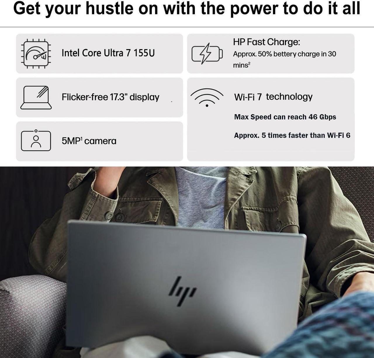 Alt view image 2 of 6 - HP Envy 17.3" IPS Touch FHD Business Laptop Intel Core Ultra 7 155U (Beats i7-13620H) NVIDIA GeForce RTX 3050 64GB DDR5 RAM 2TB SSD Backlit Wi-Fi 7 Bluetooth 5.4 HDMI 2.1 USB-C Windows 11 Pro Silver