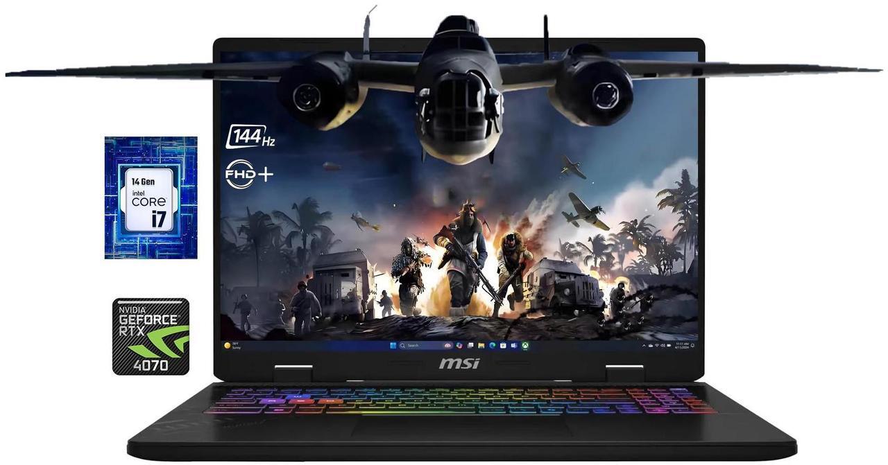 Main image of MSI Crosshair 16" 144hz FHD+ Gaming Laptop NVIDIA GeForce RTX 4070 Intel core i7-14650HX (Beat i9-13900HX) 64GB DDR5 RAM 2TB SSD RGB KB HDMI 2.1 DP 1.4 USB-C 3.2 Bluetooth Wi-Fi Windows 11 Pro Gray