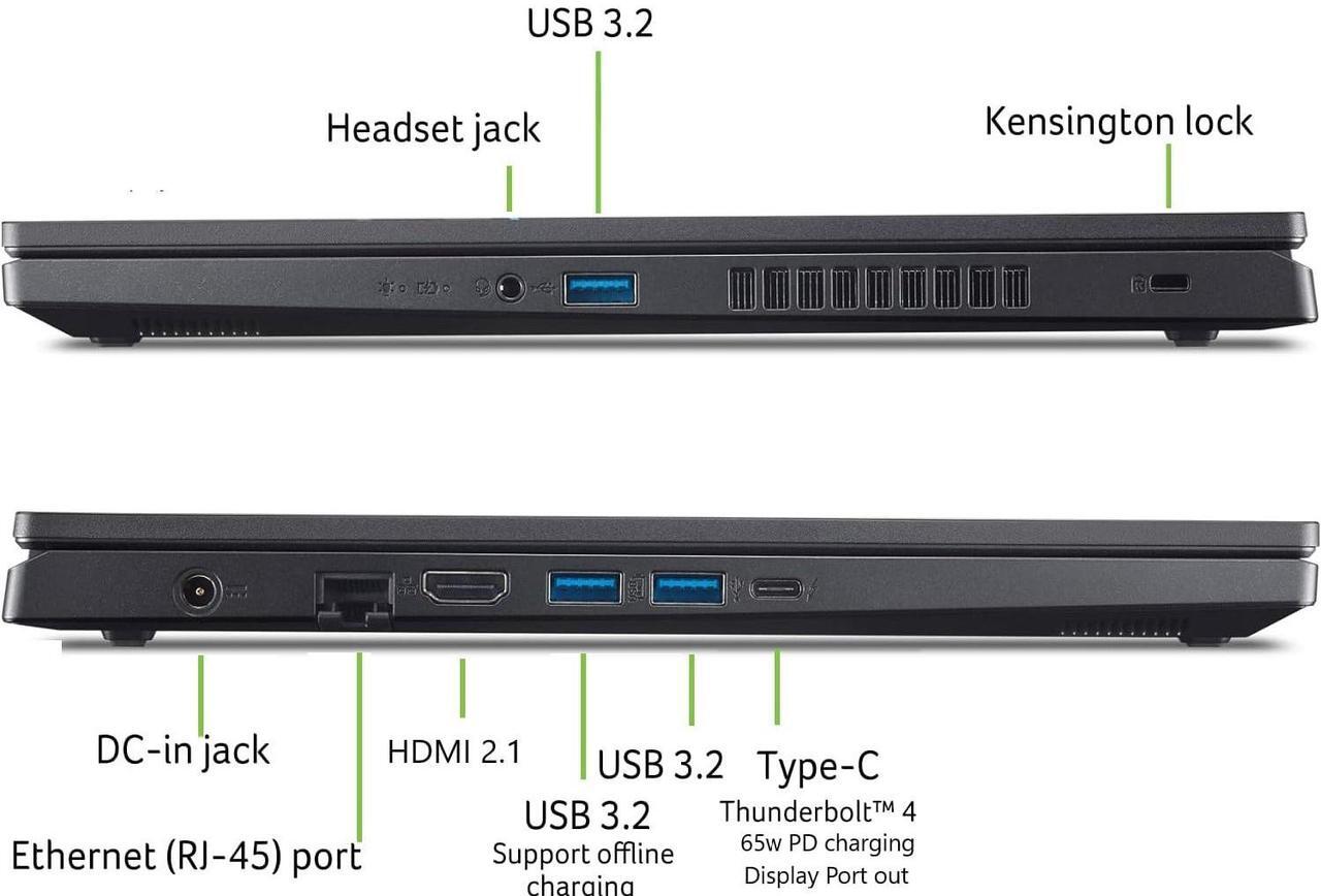 Alt view image 5 of 7 - Acer Nitro V 15.6" IPS 144Hz FHD Gaming Laptop NVIDIA GeForce RTX 4060 GDDR6 Intel Core i9-13900H 16GB DDR5 RAM 512GB SSD Backlit KB Wi-Fi 6 HDMI 2.1 RJ-45 USB-C Windows 11 Pro Black