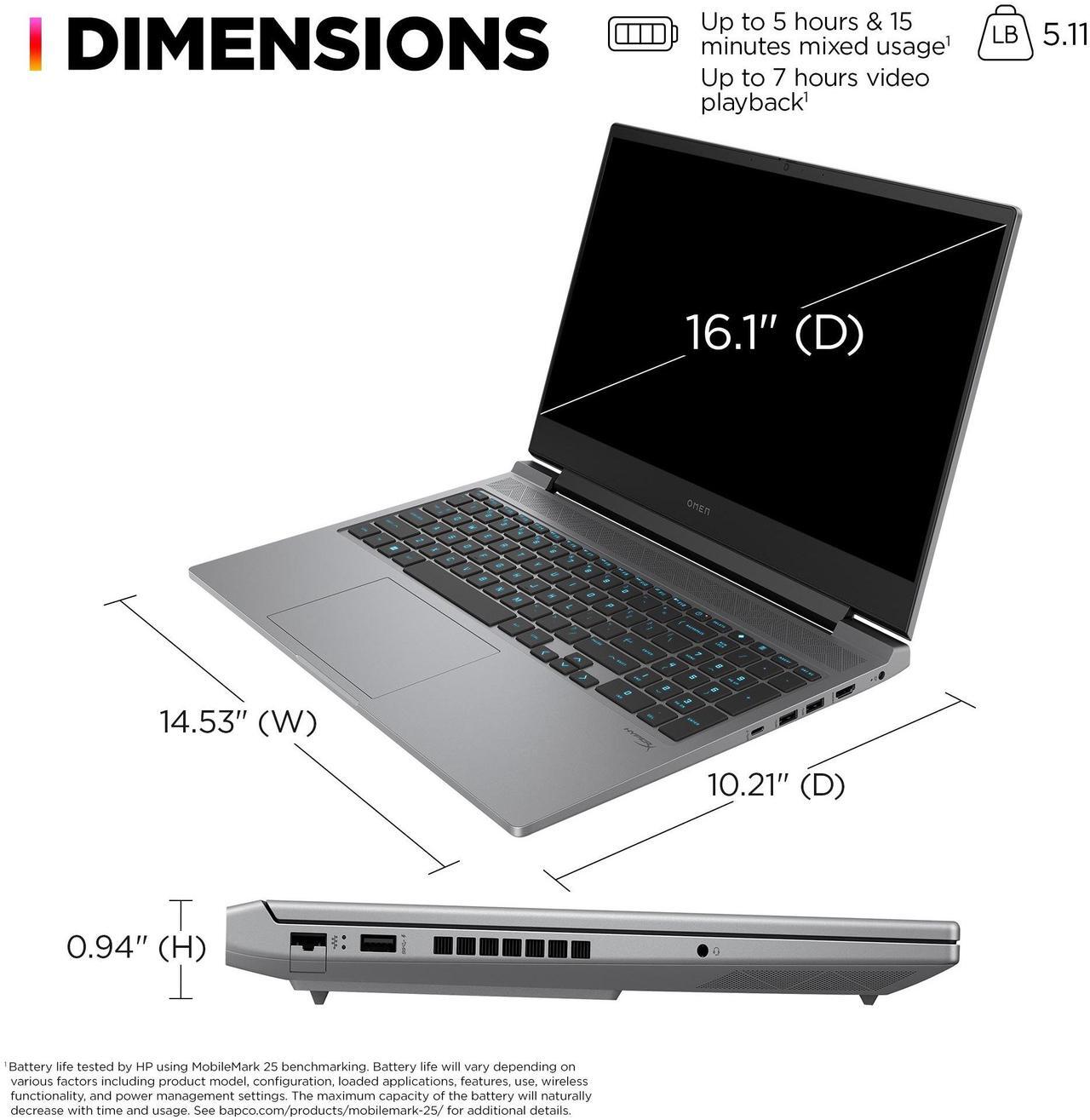 Alt view image 4 of 7 - HP Omen 16.1" IPS FHD 144Hz Gaming Laprop NVIDIA GeForce RTX 4070 Intel Core i7-14700HX (Beats i9-13980HX) 64GB DDR5 RAM 2TB SSD RGB Backlit KB Wi-Fi 6E Bluetooth 5.3 HDMI 2.1 Windows 11 Pro Gray