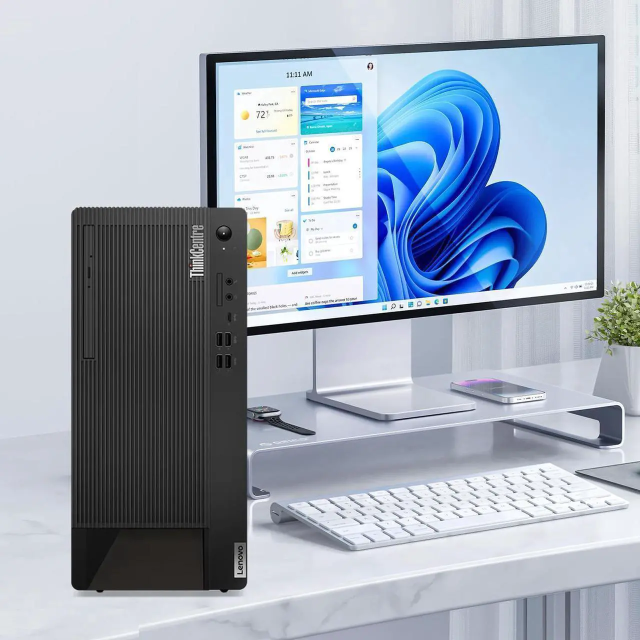 Alt view image 7 of 7 - Lenovo Business Desktop ThinkCentre M70t Gen 5 Intel Core i5-14500 vPro (Beat i7-13650HX) 32GB DDR5 RAM 2TB SSD UHD Graphics 770 Wi-Fi 6 Bluetooth Wired Keyboard & Mouse HDMI Windows 11 Pro Black