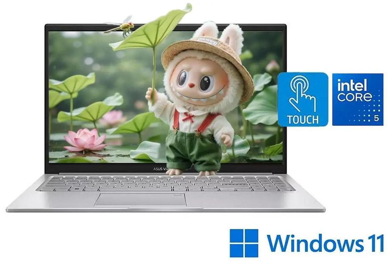 Main image of Asus Vivobook Business Laptop 15.6" FHD Touchscreen Intel Core 5 120U (Beat i7-1355U) Intel Graphics 16GB RAM 1TB SSD Backlit KB Wi-Fi 6 Bluetooth 5.2 Fingerprint Webcam HDMI Windows 11 Home Silver