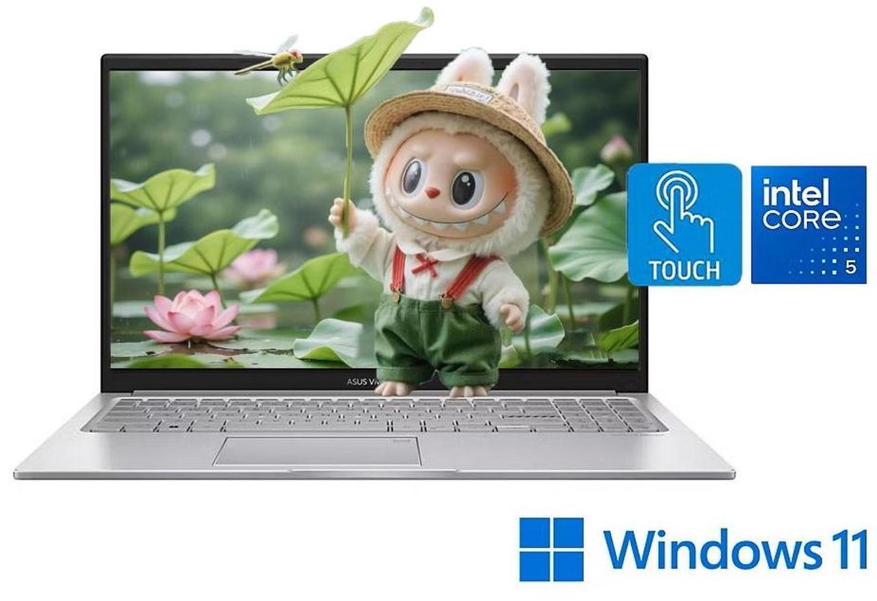 Main image of Asus Vivobook Business Laptop 15.6" FHD Touchscreen Intel Core 5 120U (Beat i7-1355U) Intel Graphics 24GB RAM 1TB SSD Backlit KB Wi-Fi 6 Bluetooth 5.2 Fingerprint Webcam HDMI Windows 11 Home Silver