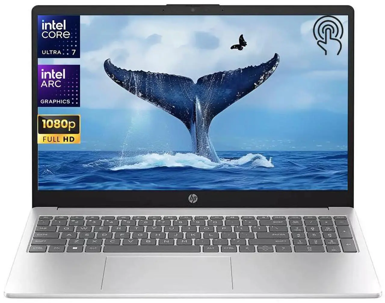 Main image of HP 15.6" Full HD IPS Touchscreen Business Laptop Intel Core Ultra 7 155H Intel Arc Graphics 32GB DDR5 RAM 512GB SSD Wi-Fi 6 Bluetooth 5.3 HDMI USB Type-C Webcam Long Battery life Windows 11 Pro Silver