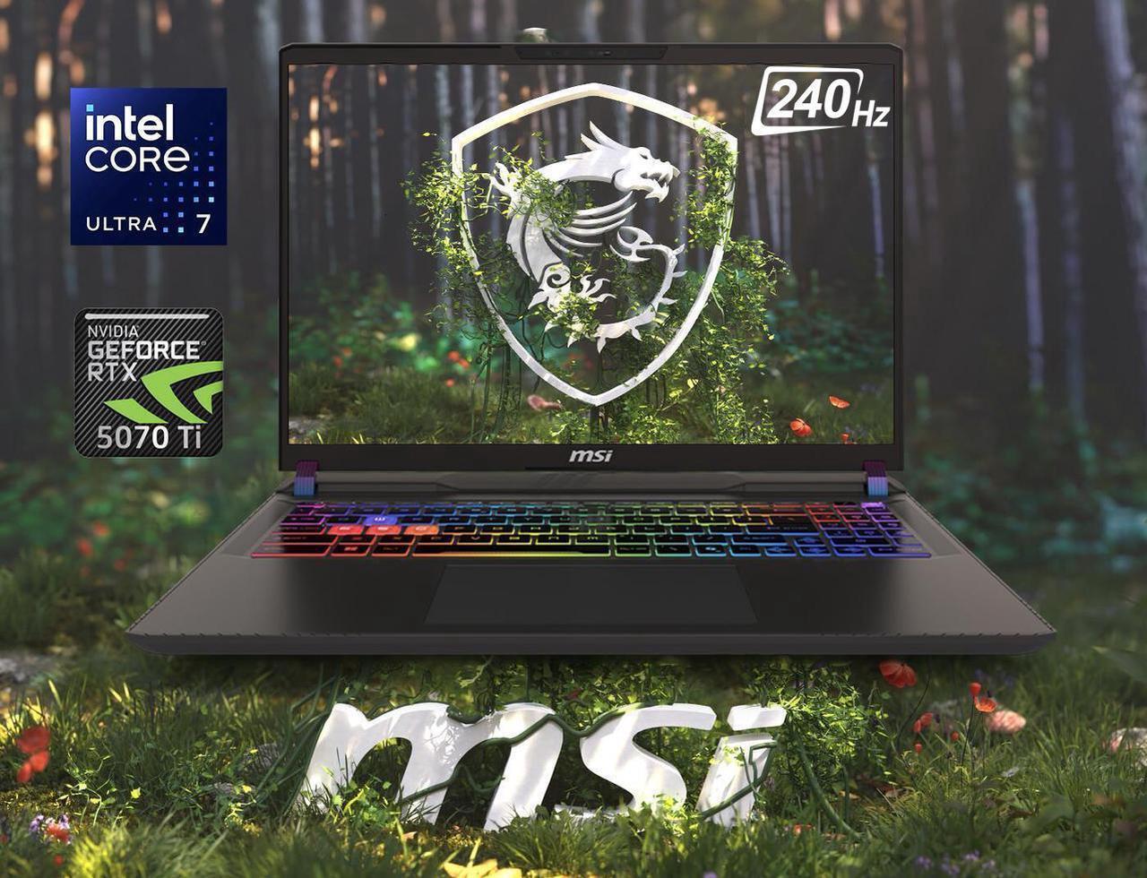 Main image of MSI Vector 16 HX AI 16" 240Hz QHD+ Gaming NVIDIA GeForce RTX 5070 Ti 12GB GDDR7 Intel Core Ultra 7 255HX 64GB DDR5 RAM 2TB SSD RGB Backlit Wi-Fi 6E Bluetooth 5.3 Thunderbolt 5 HDMI 2.1 Win 11 Pro Gray