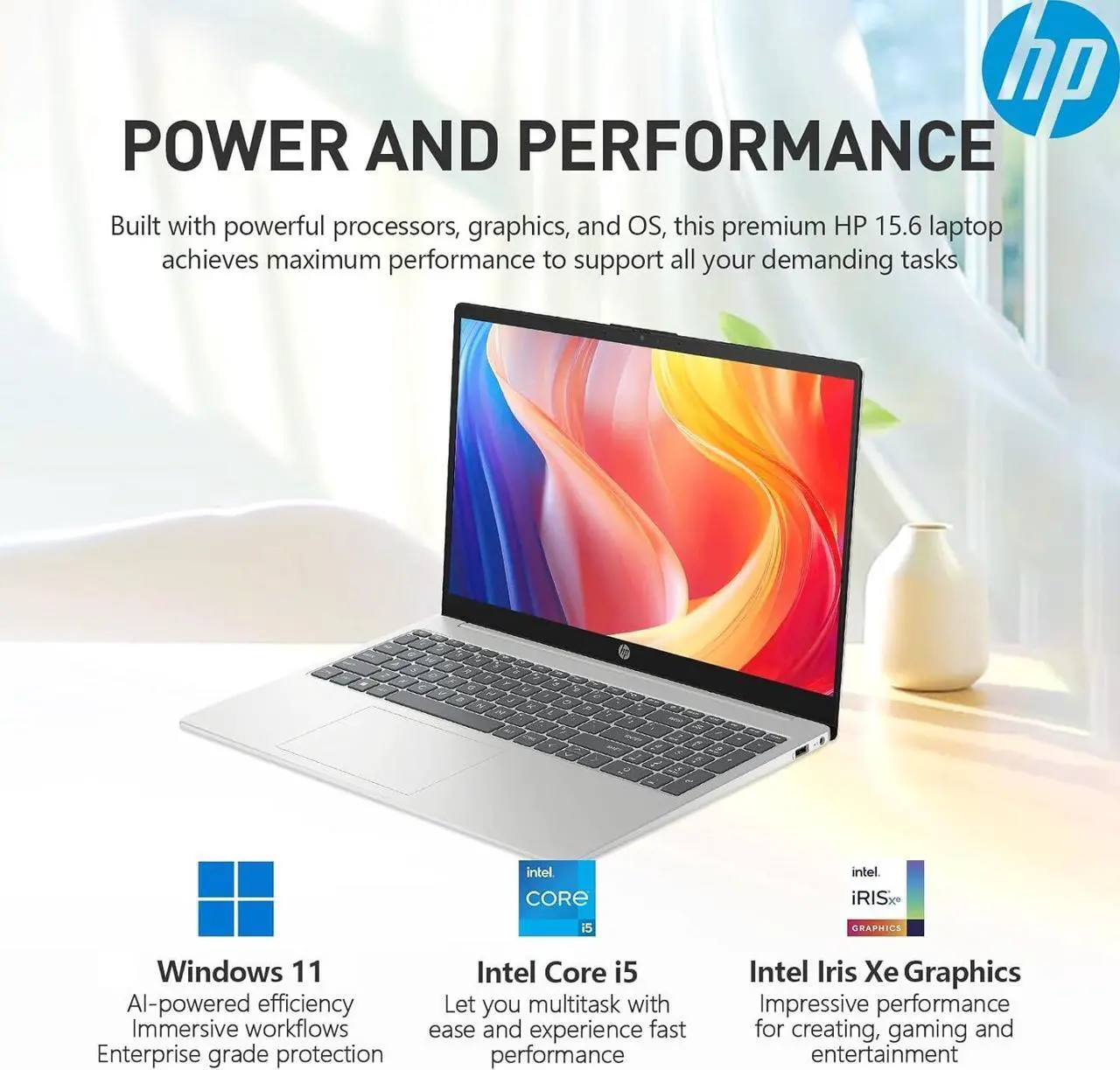 Alt view image 4 of 7 - HP 15.6" IPS FHD Touchscreen Business and School Laptop Intel core i5-1334U (Beat i7-1255U) 16GB RAM 1TB SSD Intel Iris Xe Graphics HDMI USB-C Long battery life AI Copilot Windows 11 Home Silver