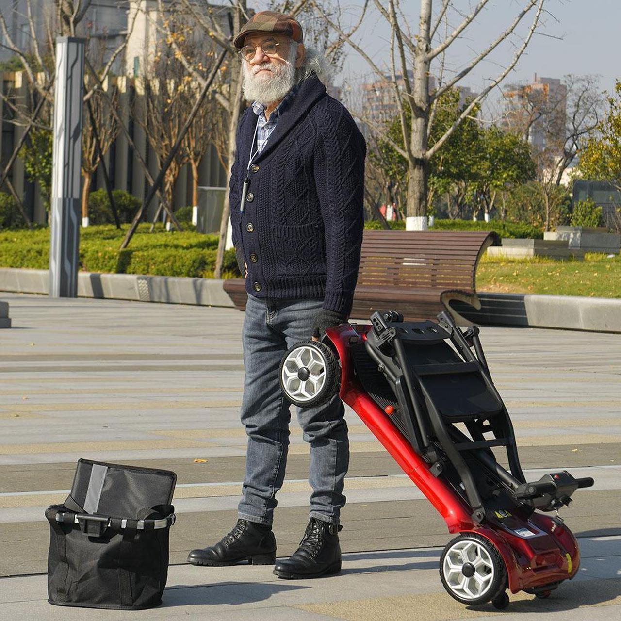 Alt view image 3 of 7 - eHoodax 4-Wheel Disabled Electric Scooter Foldable Lightweight Elderly Mobility Scooter with Basket