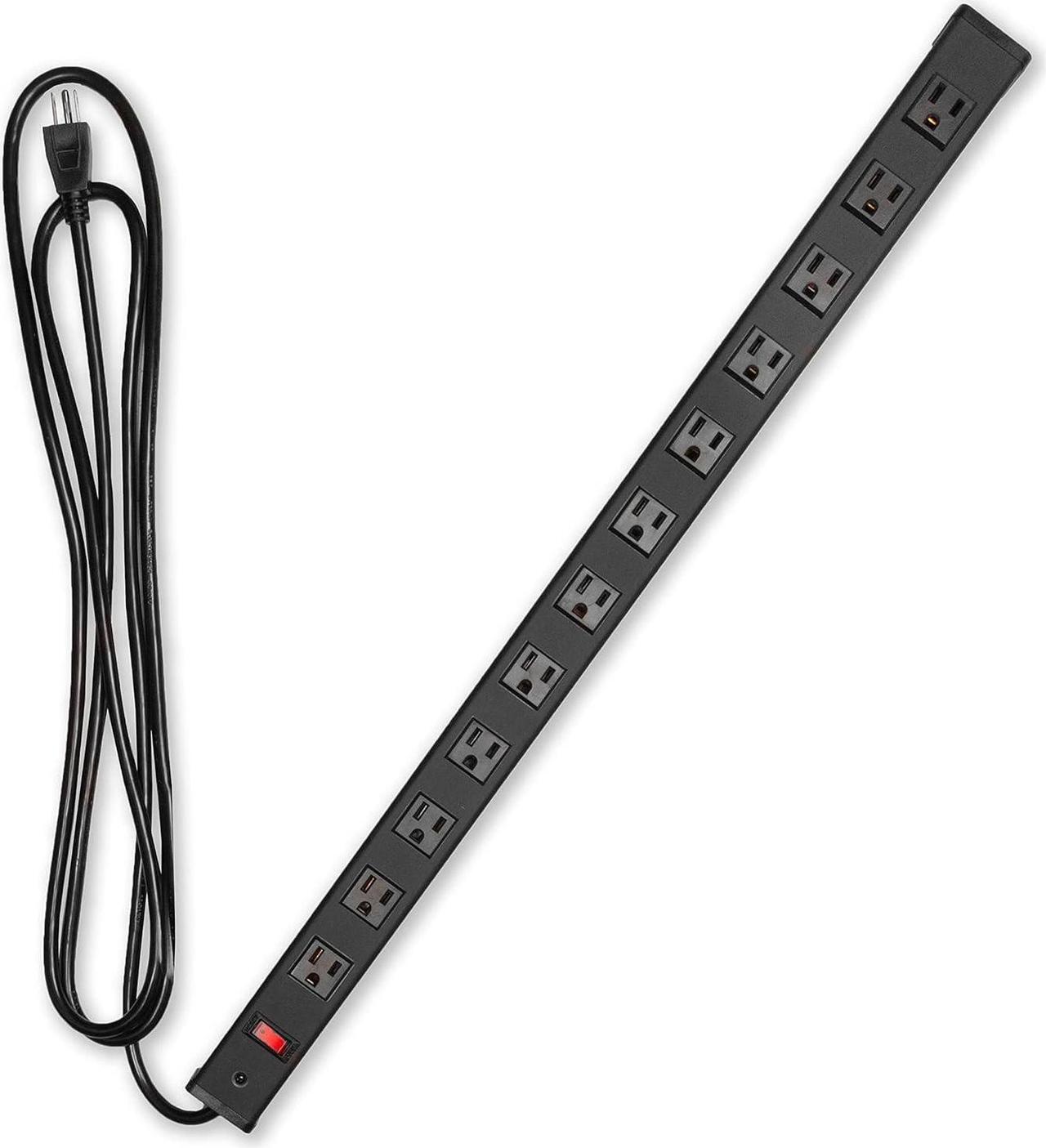 Main image of Iron Forge Cable 12 Outlet Power Strip Surge Protector - 14/3 Heavy Duty Rack Mount Power Strips 12 Port 9 Ft Extension Cord 3 Prong, Smart Circuit Breaker 450 Joule 15 AMP Aluminum Surge Protector