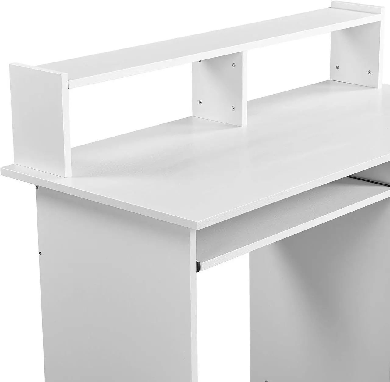 Alt view image 4 of 7 - Yaheetech Desk with Keyboard Tray, Home Office Computer Desk Wooden PC Laptop Desk, Morden Sturdy Study Writing Table, White