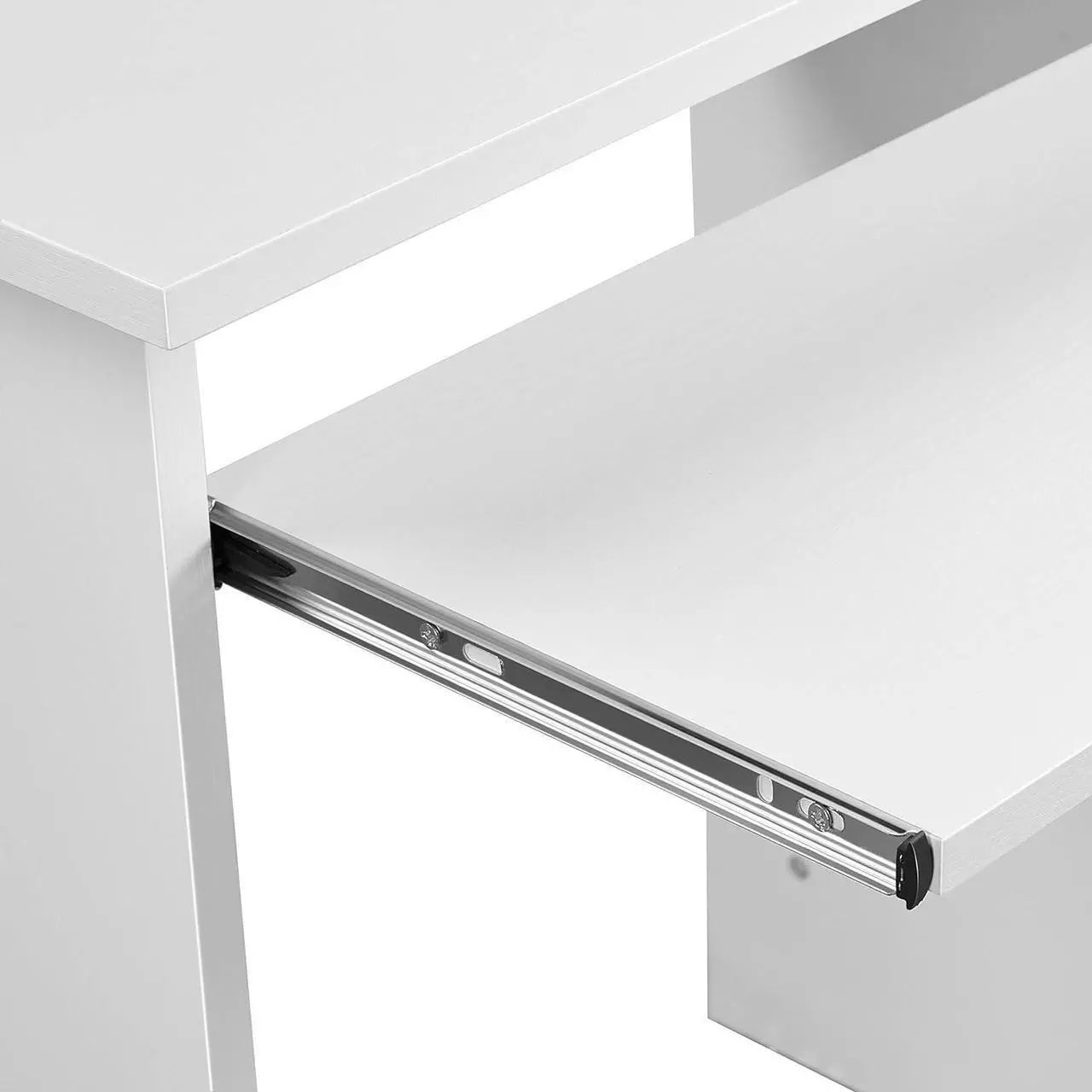 Alt view image 6 of 7 - Yaheetech Desk with Keyboard Tray, Home Office Computer Desk Wooden PC Laptop Desk, Morden Sturdy Study Writing Table, White