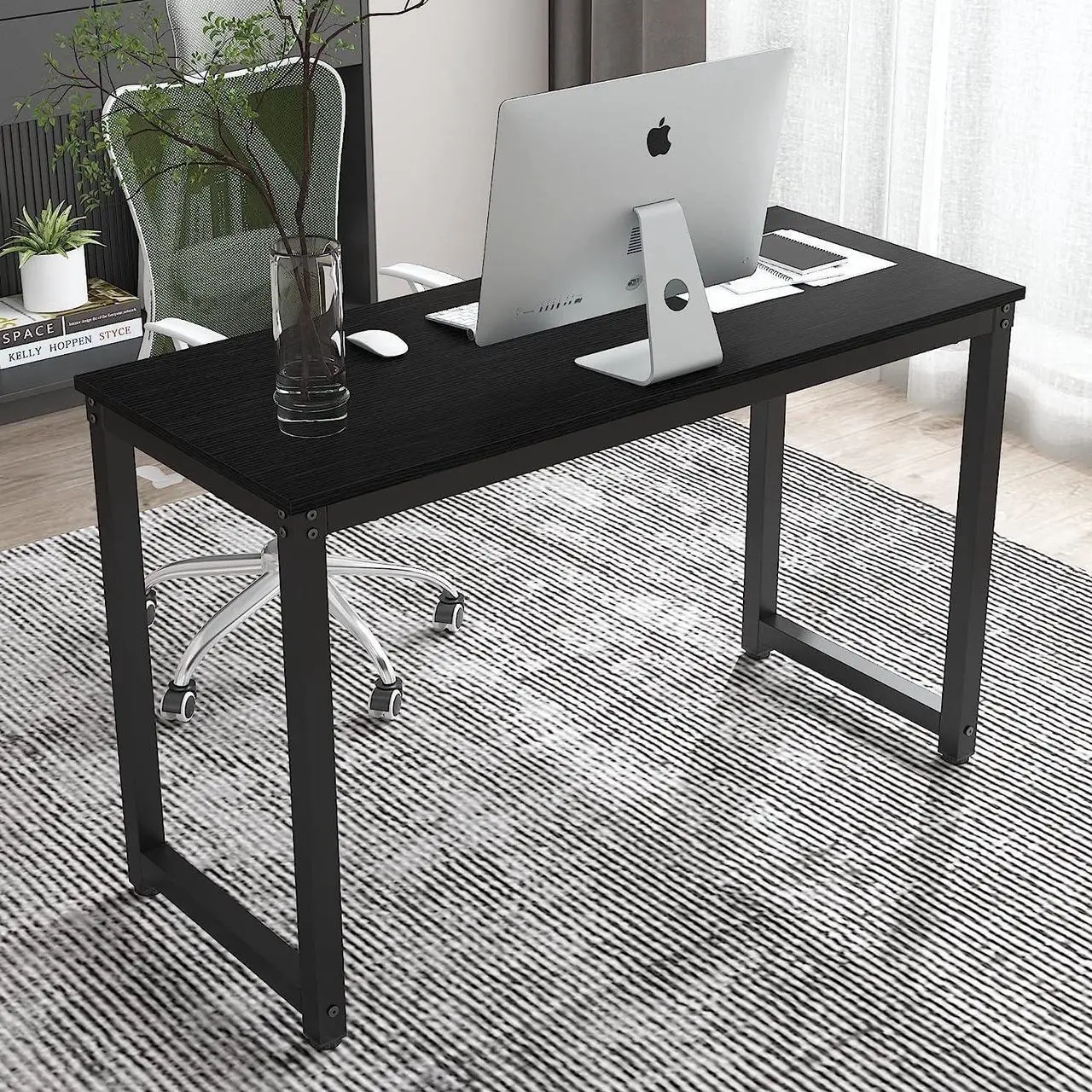 Main image of 47 Inch Small Space Computer Desk, Home Office Desk, Heavy Duty Multipurpose Table, Study Desk Workstation, Black