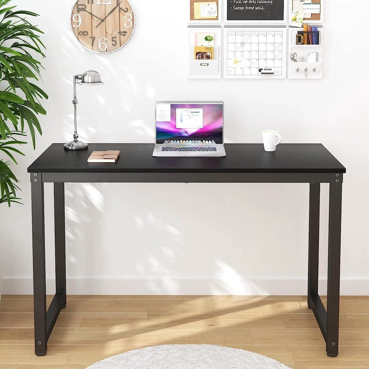 Alt view image 3 of 7 - 47 Inch Small Space Computer Desk, Home Office Desk, Heavy Duty Multipurpose Table, Study Desk Workstation, Black