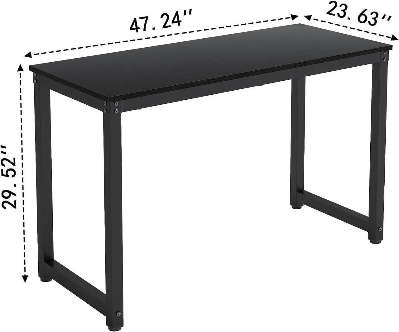 Alt view image 2 of 7 - 47 Inch Small Space Computer Desk, Home Office Desk, Heavy Duty Multipurpose Table, Study Desk Workstation, Black