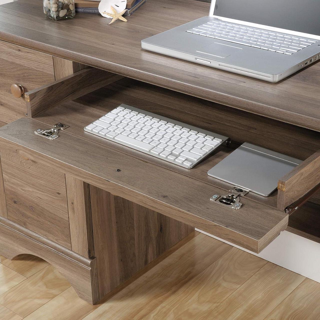 Alt view image 6 of 7 - Sauder Harbor View Computer Desk, Salt Oak finish
