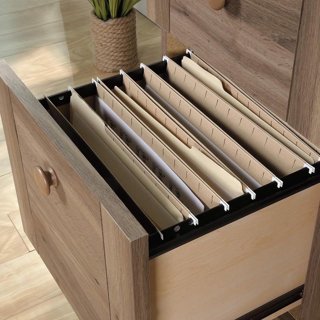 Alt view image 7 of 7 - Sauder Harbor View Computer Desk, Salt Oak finish
