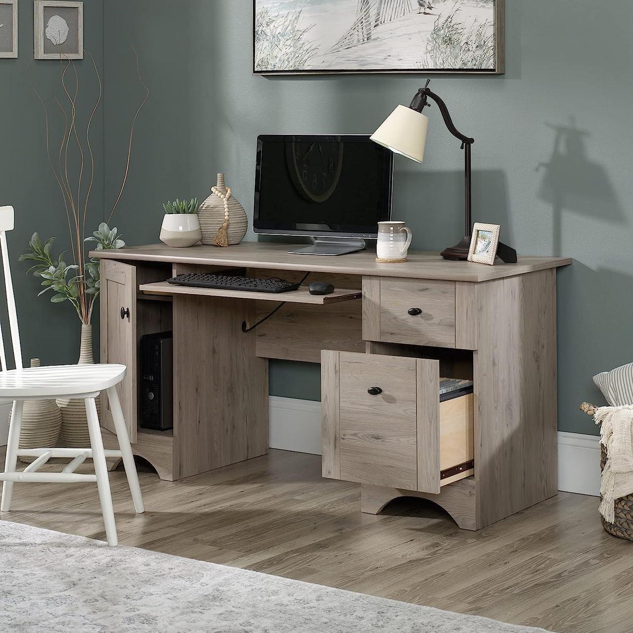 Alt view image 7 of 7 - Sauder Miscellaneous Office Home Office Desk, Laurel Oak Finish