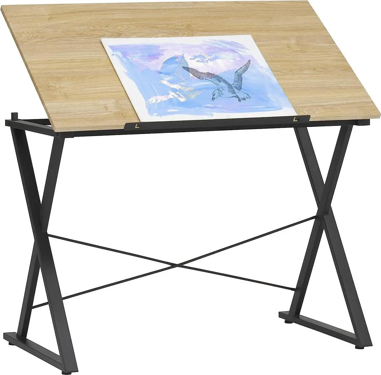 Alt view image 5 of 7 - SD STUDIO DESIGNS Axiom II Drawing 42" Wide Adjustable Top Drafting Table, Graphite Black/Ashwood