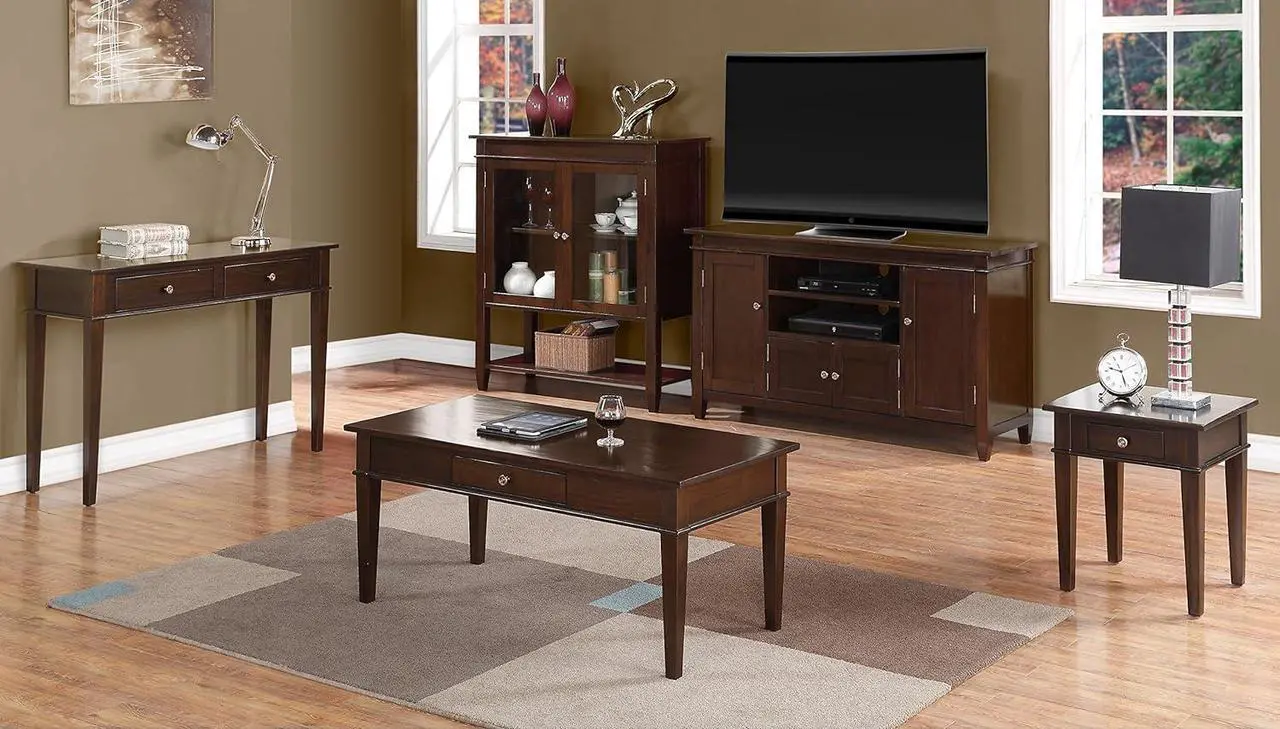 Alt view image 2 of 7 - SIMPLIHOME Carlton SOLID WOOD Transitional Modern 42 inch Wide Home Office Desk, Writing Table, Workstation, Study Table Furniture in Dark Tobacco Brown with 1 Drawer