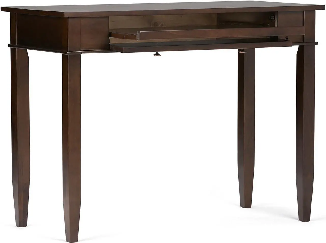 Alt view image 5 of 7 - SIMPLIHOME Carlton SOLID WOOD Transitional Modern 42 inch Wide Home Office Desk, Writing Table, Workstation, Study Table Furniture in Dark Tobacco Brown with 1 Drawer