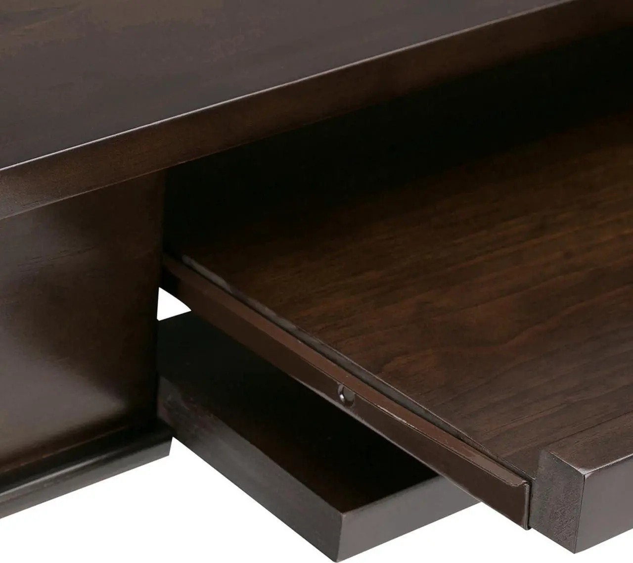 Alt view image 7 of 7 - SIMPLIHOME Carlton SOLID WOOD Transitional Modern 42 inch Wide Home Office Desk, Writing Table, Workstation, Study Table Furniture in Dark Tobacco Brown with 1 Drawer