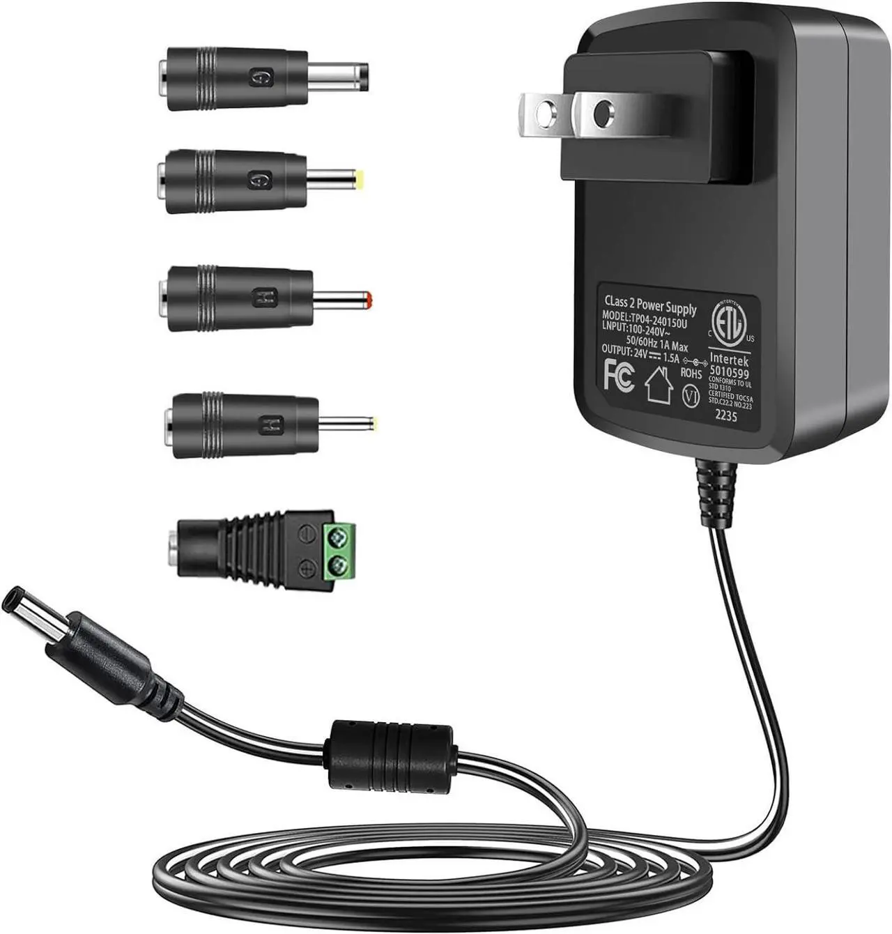 Main image of 24V DC Power Supply Cord 24Vdc 1.5A 1A Power Adapter AC 110-240V DC in 24 Volts 1A 0.5A Wall Charger for DC24V Massage Gun LED Strip Light LED Floor Lamp Soundbar Diffuser Humidifier.