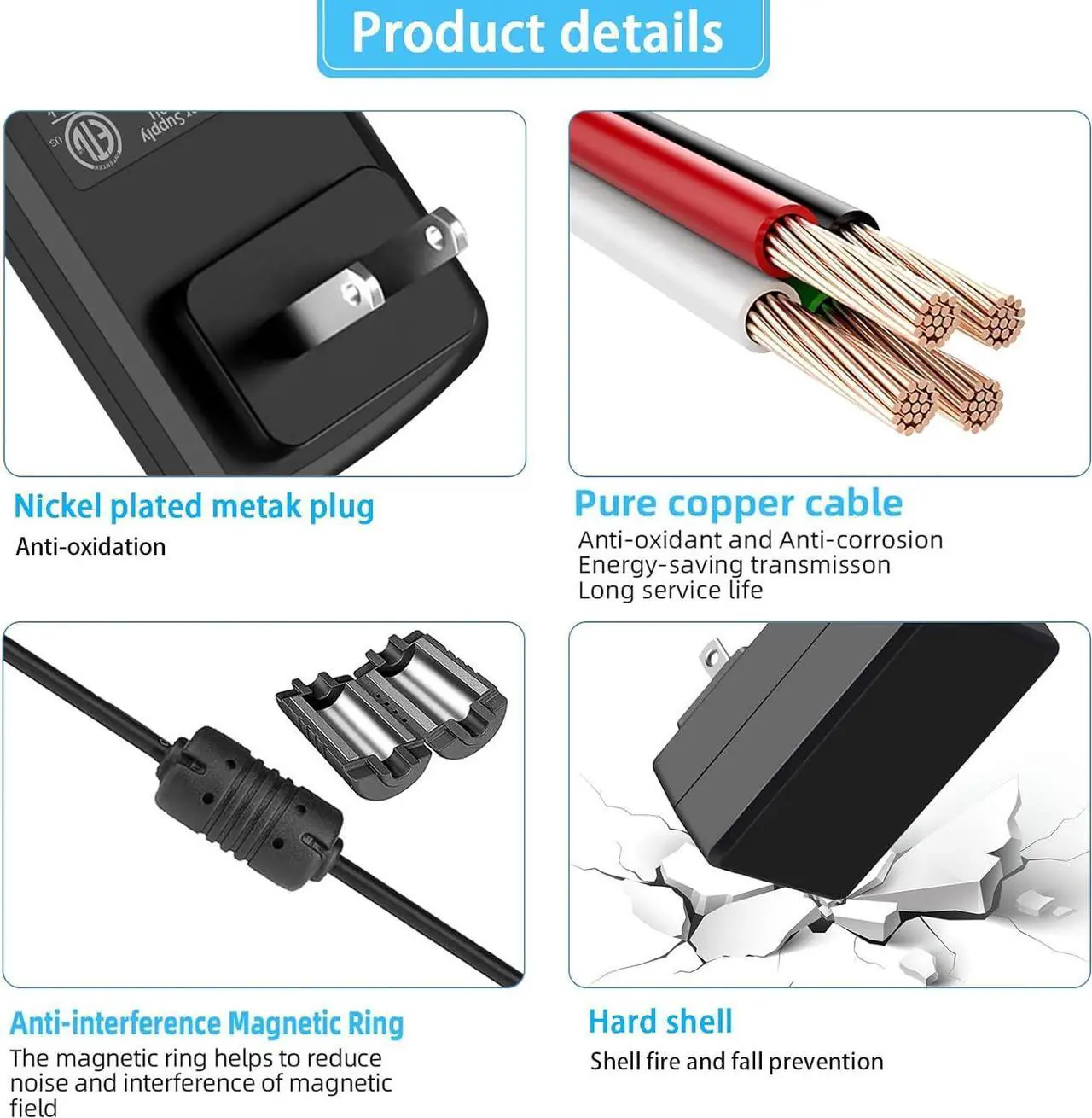 Alt view image 4 of 7 - 24V DC Power Supply Cord 24Vdc 1.5A 1A Power Adapter AC 110-240V DC in 24 Volts 1A 0.5A Wall Charger for DC24V Massage Gun LED Strip Light LED Floor Lamp Soundbar Diffuser Humidifier.