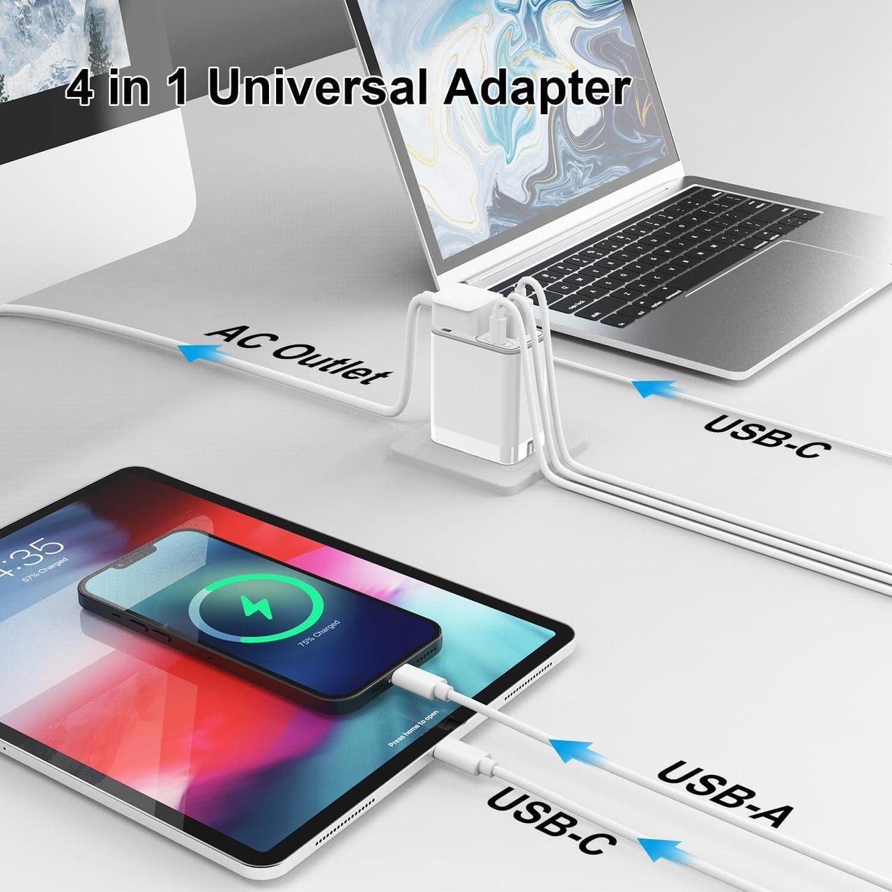 Alt view image 4 of 7 - Universal Travel Adapter,65W GaN International Plug Adapter AC 100-250V Worldwide Travel Essentials USB C Power Adapter with 2 USB C 1 USB A Port Charger Block for US UK AUS EU