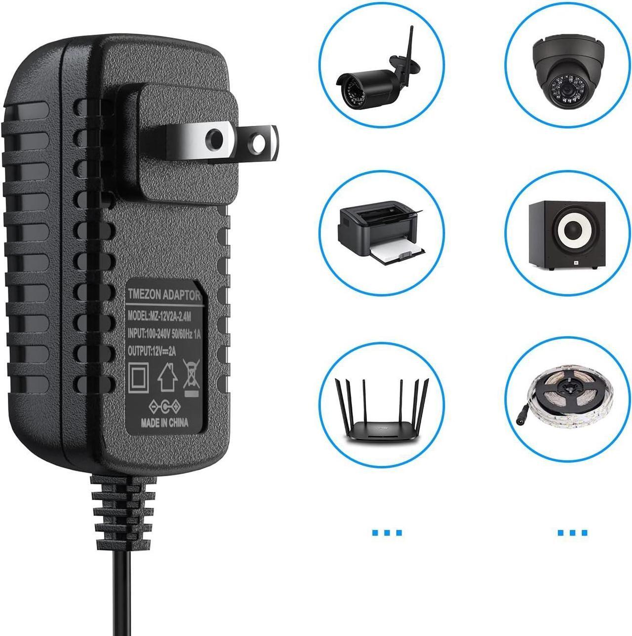 Alt view image 4 of 7 - 12 Volt 2A Power Adapter Supply AC to DC 2.1mm X 5.5mm Plug 12v 2 Amp Wall Plug Extra Long 8 Foot Cord LED Strip Module Light