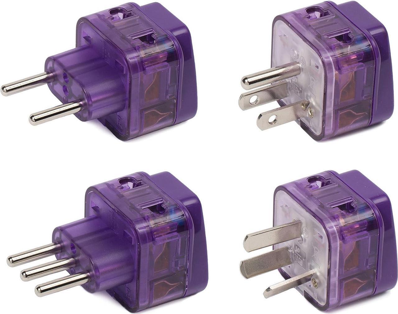 Main image of NEW! 4 Pieces AMERICA TRAVEL ADAPTER Pack for SOUTH and N. AMERICA; ARGENTINA CHILE PERU BOLIVIA URUGUAY COSTA RICA COLOMBIA USA MEXICO CANADA / WITH DUAL PLUG-IN PORTS AND BUILT-IN SURGE PROTECTORS