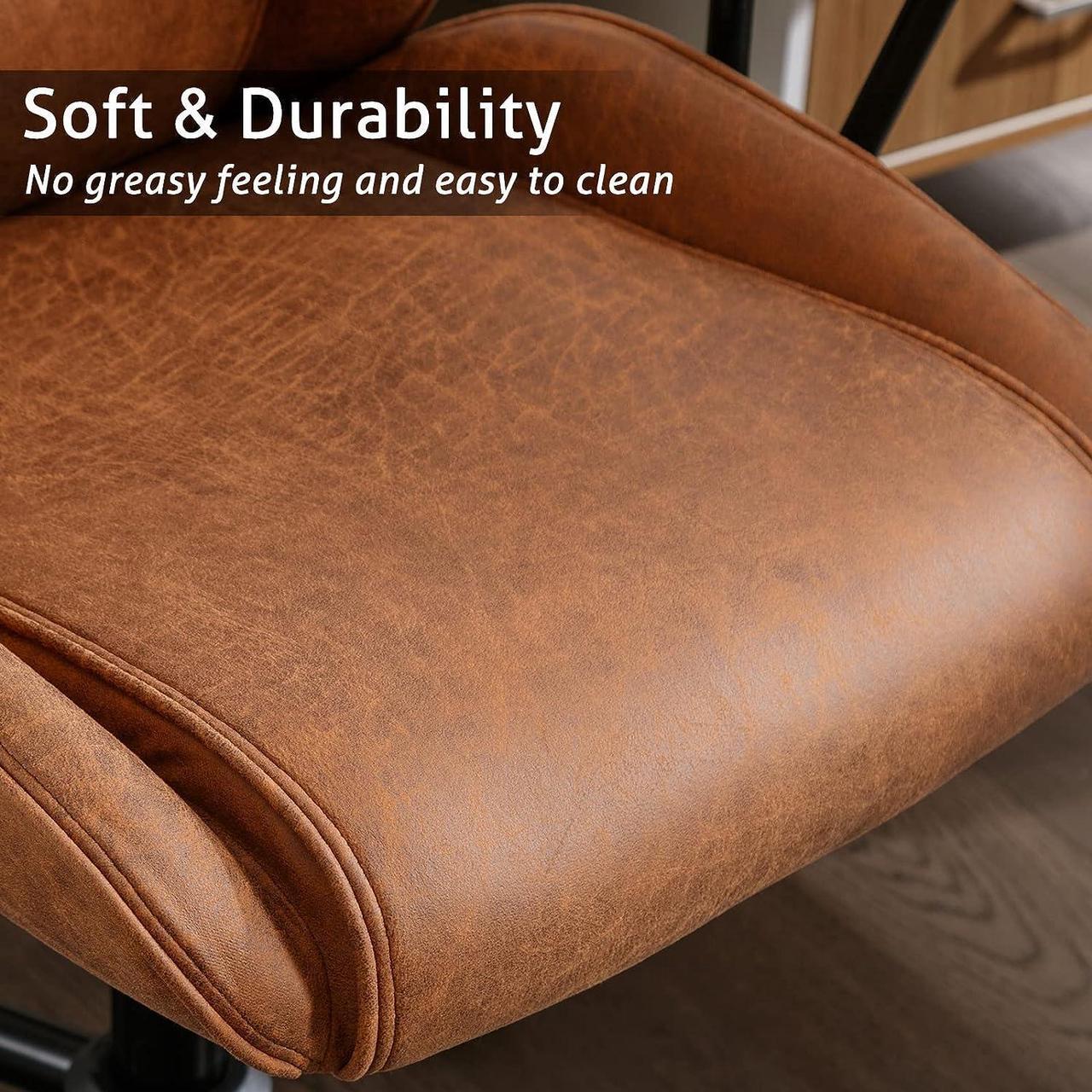 Alt view image 7 of 7 - BOWTHY Executive Chair Mid Century Office Modern Chair, 55° Reclining High Back Desk Chair with Wheels, Adjustable Office Chair, Brown Office Chair, Swivel Chair 330lbs, Computer Chair for Adults