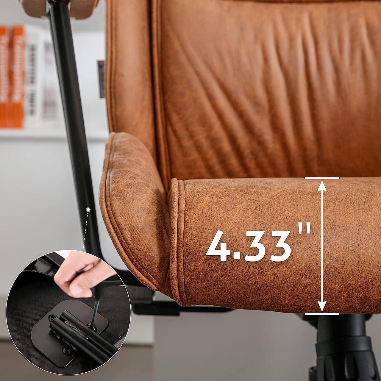 Alt view image 5 of 7 - BOWTHY Executive Chair Mid Century Office Modern Chair, 55° Reclining High Back Desk Chair with Wheels, Adjustable Office Chair, Brown Office Chair, Swivel Chair 330lbs, Computer Chair for Adults