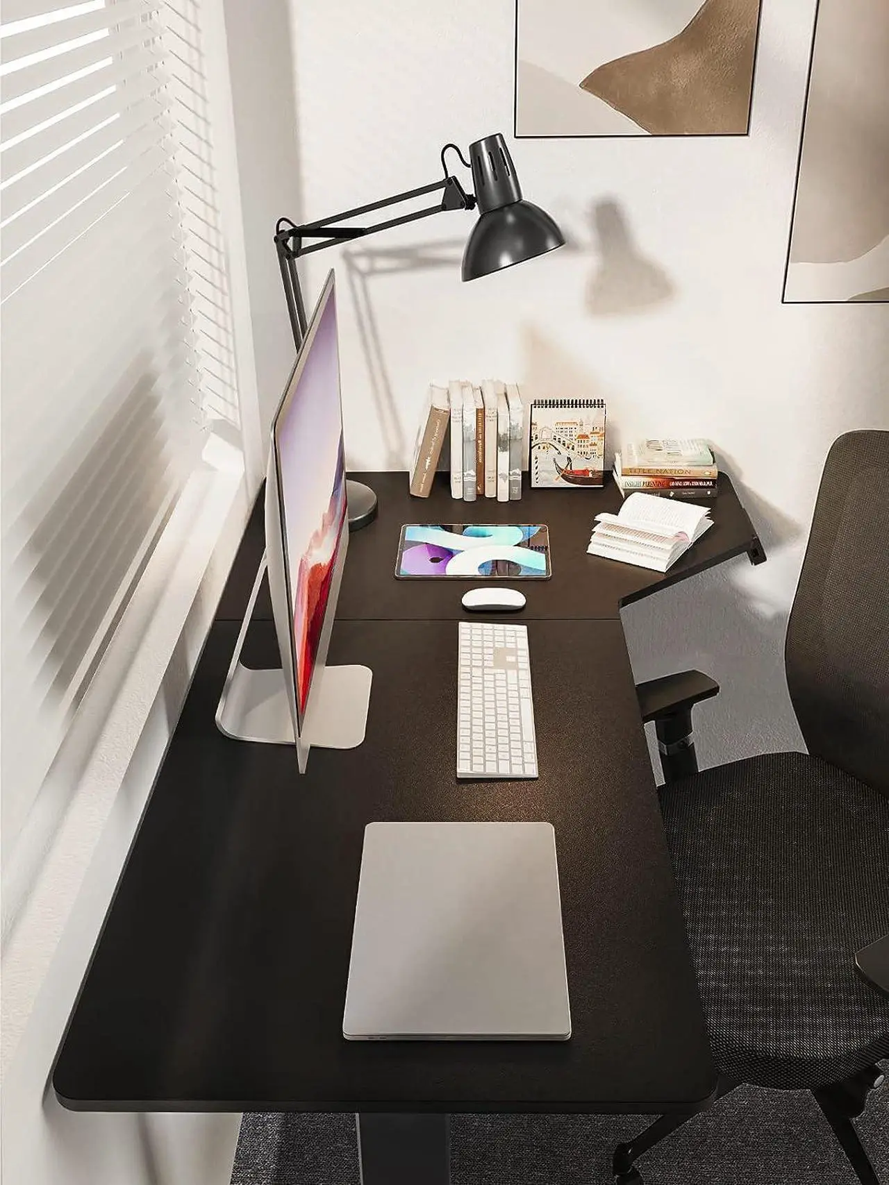 Alt view image 7 of 7 - Marsail L Shaped Electric Standing Desk, 55x34 Inch Standing Desk Adjustable Height with Headphone Hook, Large Computer Desk Sit Stand Desk for Home Office Sturdy Writing Workstation