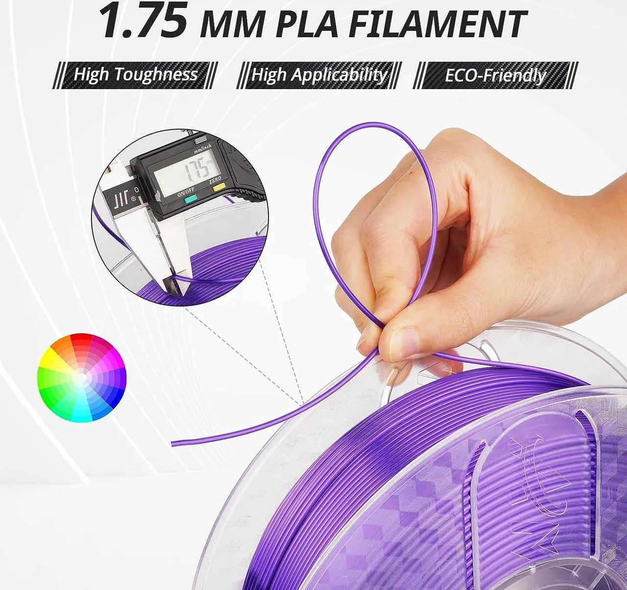 Alt view image 2 of 6 - AMOLEN Silk PLA 3D Printer Filament, Shiny Silk Purple PLA Filament 1.75mm, 3D Printing PLA Filament for Most FDM 3D Printer, 1kg Spool(2.2lbs), Welcome to consult