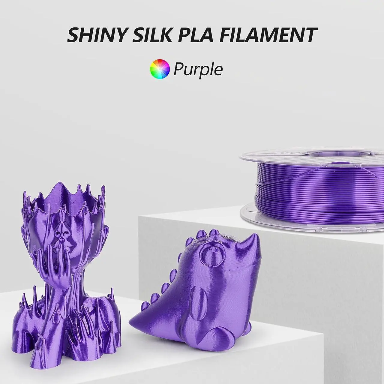 Alt view image 3 of 6 - AMOLEN Silk PLA 3D Printer Filament, Shiny Silk Purple PLA Filament 1.75mm, 3D Printing PLA Filament for Most FDM 3D Printer, 1kg Spool(2.2lbs), Welcome to consult
